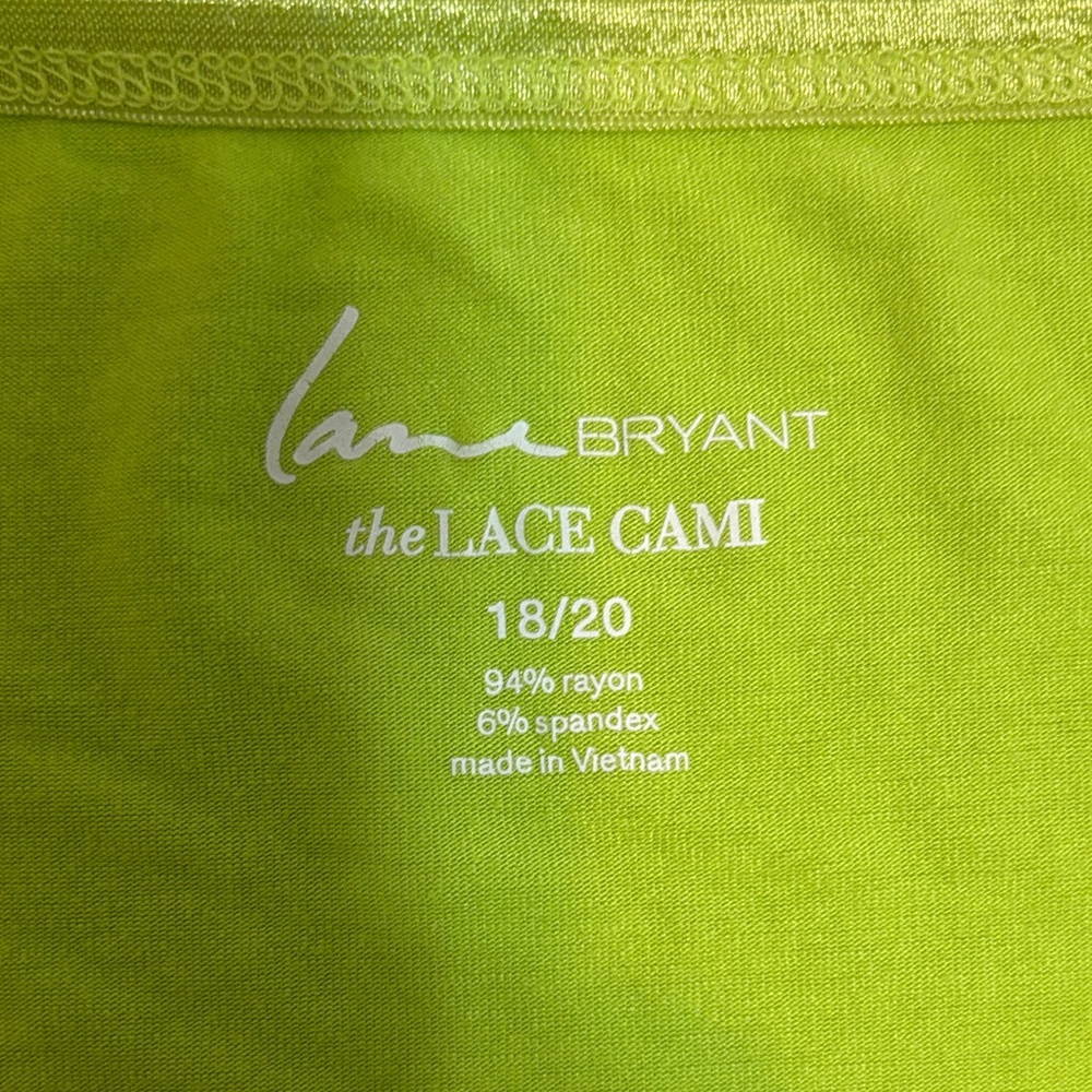 Lane Bryant Neon Lime Lace Trim Cami - Picture 2 of 2